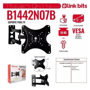 Soporte De Tv Para 14" a 42"  MODELO:B1442N07B Negro